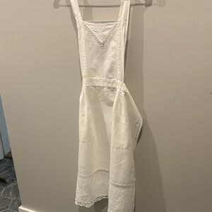 Vtg White Battenburgh Lace Trim Apron